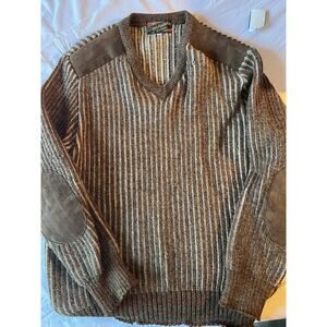Vintage Glenhusky Sweater Mens Large Elbow Pads Pullover Crew Neck Wool